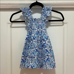 The Tiny Ellie Nap Dress - Blue Mosaic Poplin size 3-4 year